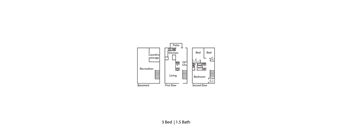 a floor plan with three bedrooms and a baths