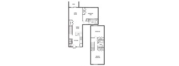 a floor plan of a house with a bedroom and a living room