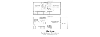 a floor plan of a small house with two bedrooms and a living room