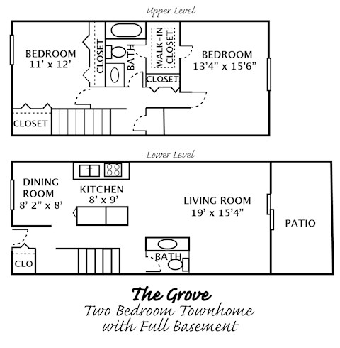 a floor plan of a small house with two bedrooms and a living room
