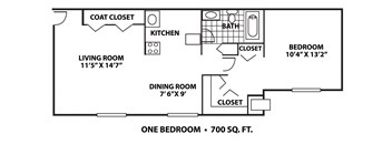 a floor plan of a small house with a living room and a dinning room