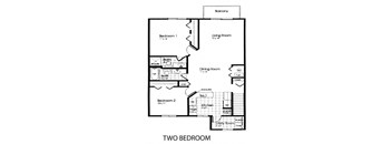 a floor plan of two bedrooms with a bathroom and a living room