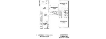 a floor plan of a house with bedrooms and a living room