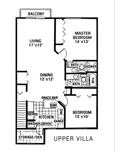 floor plan of the second level of the house including the upper villa