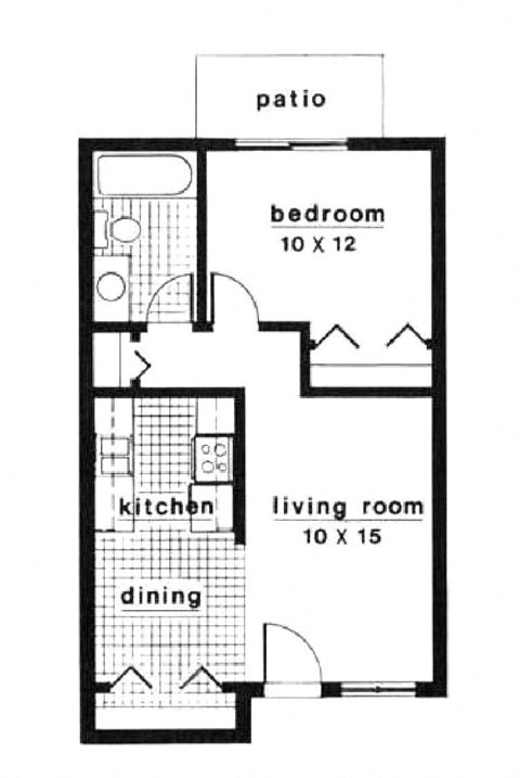 a floor plan of a small house with bedrooms and a living room