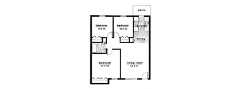 a floor plan of a small house with bedrooms and a living room
