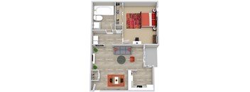 a 3d rendering of the floor plan of a modern apartment