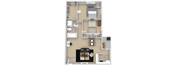 a floor plan of a house with a bedroom and a living room