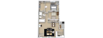 a floor plan of a house with a bedroom and a living room