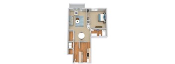 a floor plan of a room with a bedroom and a bathroom