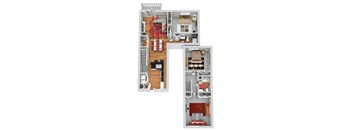 a floor plan of a house with a bedroom and a living room