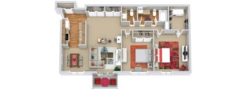 a floor plan of a house with a bedroom and living room