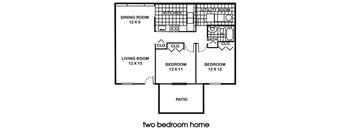 a floor plan of a house with two bedrooms and a living room