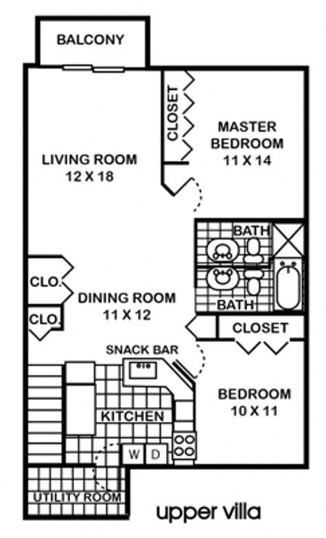 a floor plan of a small house with a kitchen and a living room