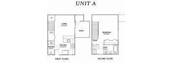 a floor plan of unit a of the first floor of a house