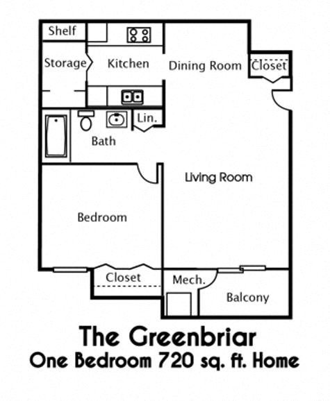 the floor plan of the greenbaron one bedroom 378 sq ft home