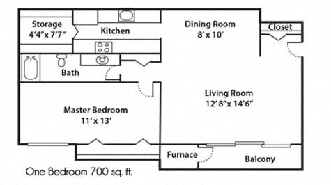 the floor plan of a small house with a kitchen and a living room