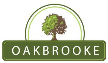 the logo for oak brook with a tree in the middle