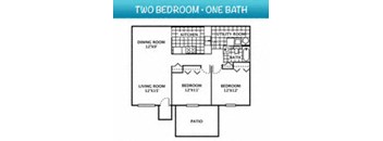 the floor plan of two bedroom one bath