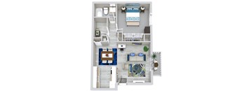 a floor plan of a house with a bedroom and a living room