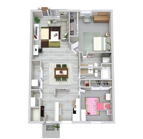 a floor plan of a house with a bedroom and a living room