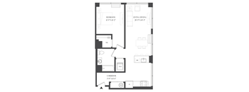 A black and white image of a floor plan for a home.