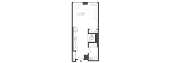 A black and white floor plan of a living area.