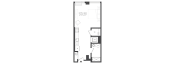 A black and white floor plan of a living area.
