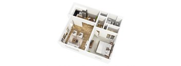 a 3d floor plan of a home with a bedroom and a bathroom