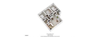 a stylized floor plan of a 2100 square foot apartment
