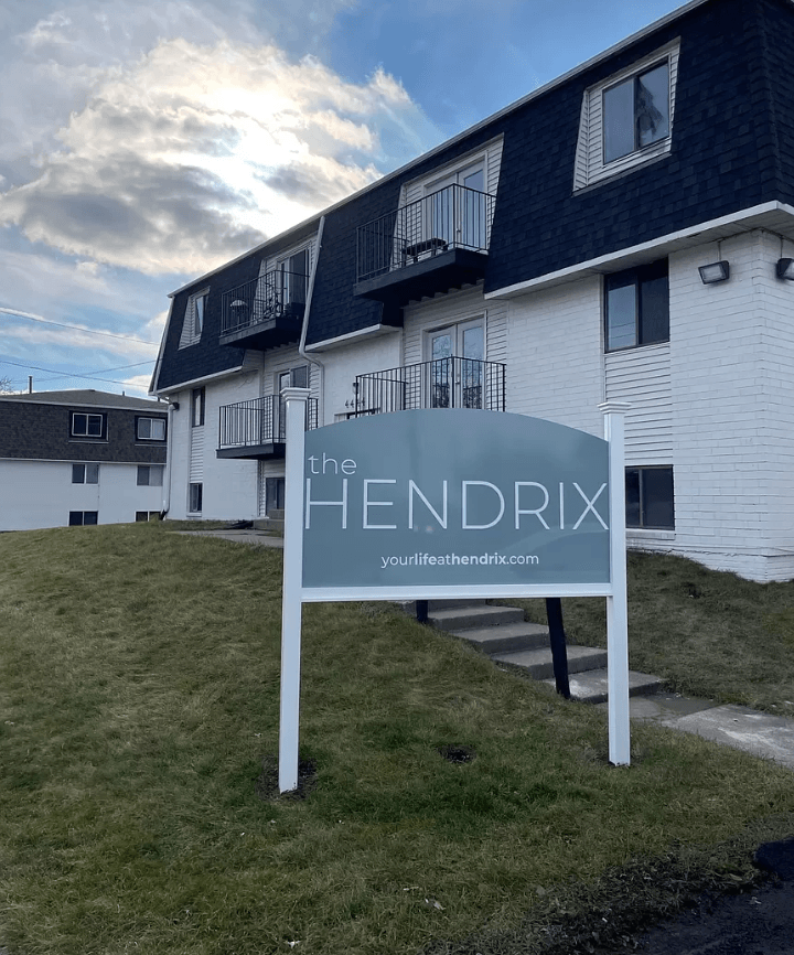 the hendrik sign in front of a house
