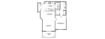 a floor plan of a home with a bedroom and a living room