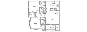 A black and white architectural floor plan for a small house.