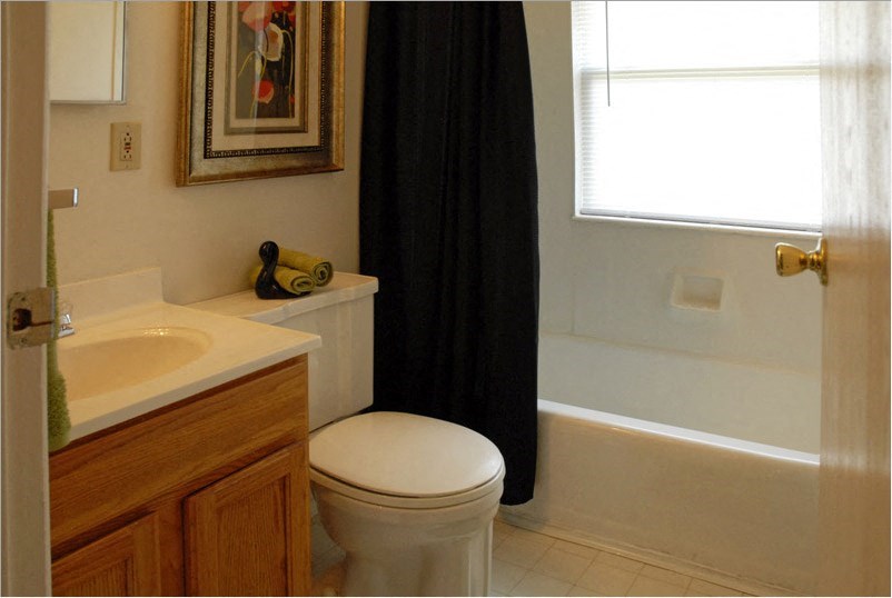 a bathroom with a toilet and a tub and a sink