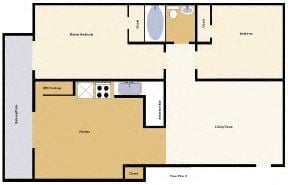 a floor plan of a house with two bedrooms