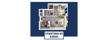 a 3d rendering of a floor plan with a starting at