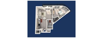 A top-down view of a boat's interior layout.