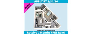 A flyer advertising a 2 months free rent for workforce housing.