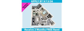 A poster advertising a 2 months free rent for workforce housing.