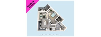 A diagram of a workforce housing apartment layout.