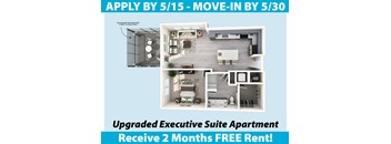 Apartment advertisement offering a free rent for two months.