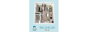a 1 bedroom floor plan with a bathroom and a living room