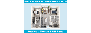 A poster advertising a 2 months free rent offer for an apartment.