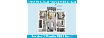 Apartment layout with a kitchen, living room, and bathroom.