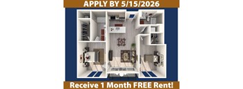 A poster advertising a free month's rent if you apply by a certain date.