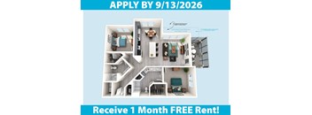 A poster advertising a free month's rent for a selected unit at Extended Stay Furniture.