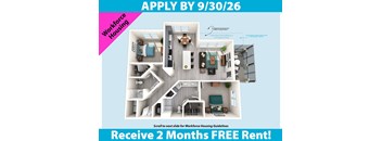 A poster advertising a 2 months free rent for workforce housing.