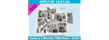 A promotional image for Workforce Housing offering a free rent for two months and $500.