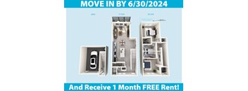 a poster showing two images of a floor plan of a condo