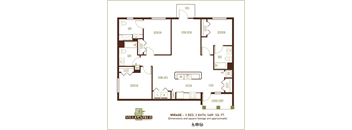a floor plan of a unit with bedrooms and baths